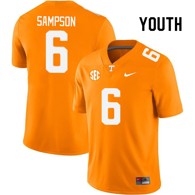 Youth #6 Dylan Sampson Tennessee Volunteers College Football Jerseys Stitched Sale-Orange